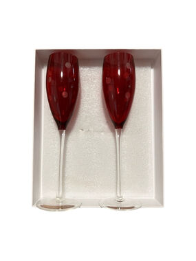 Red Polka Dot Long Stem Champagne Glasses